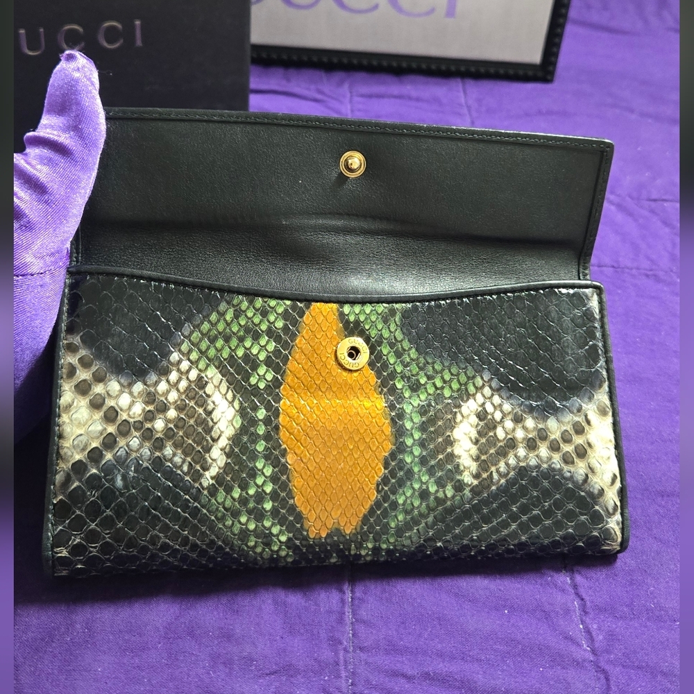 Gucci Python Continental Wallet With Tiger Head C… - image 11